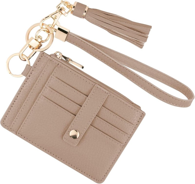 KNGITRYI Small Wristlet Wallets for Women RFID Credit Card Holder Wallet Keychain Wristlet Wallet Credit Card Wallets for Women (Khaki) - Image 1